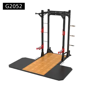 Power rack with deadlift platform